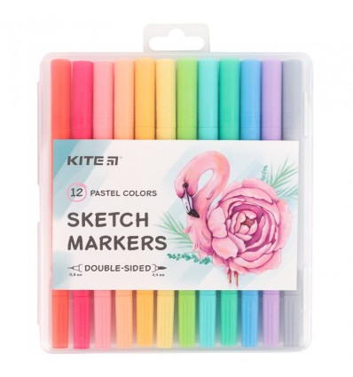 Скетч маркеры Kite Pastel, 12 цветов