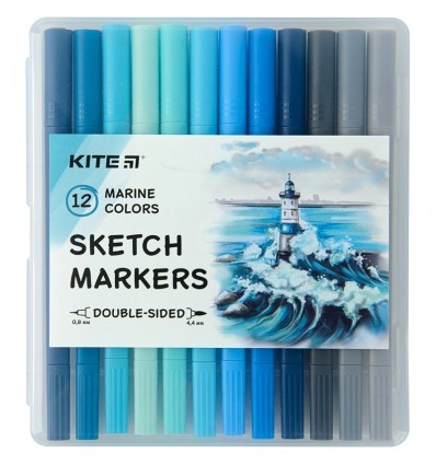 Скетч маркери Kite Marine, 12 кольорів