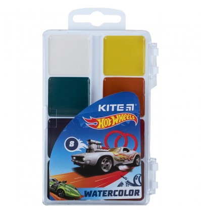 Краски акварельные Kite Hot Wheels, 8 цветов