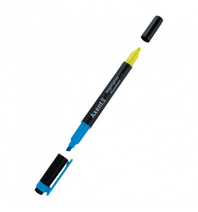 Маркер Axent Highlighter Dual, 2-4 мм клиновидний блакитний+жовтий