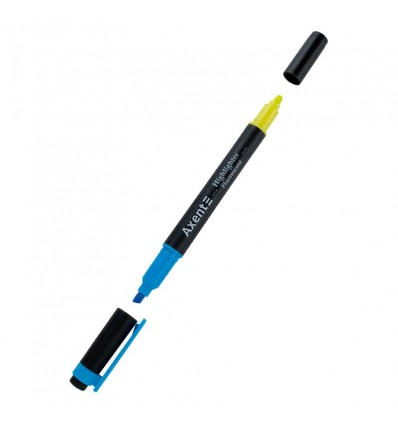 Маркер Axent Highlighter Dual, 2-4 мм клиновидный голубой+желтый ( 2534-02-A )