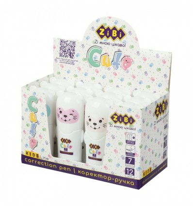 Коректор-ручка ZiBi CUTE ZB.2902, металевий накінечник, спиртова основа, 7 мл