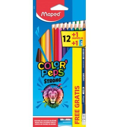 Олівці кольорові Maped Strong 12 кольорів + графітовий олівець ,чинка