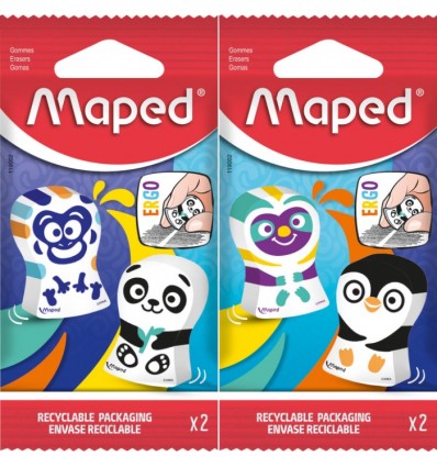 Гумка MAPED ERGO FUN MULTICOLOR, еко блістер по 2 шт