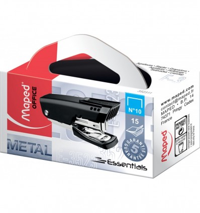 Степлер компактный ESSENTIALS METAL, металлический, 15 акрушей, (скобы №10), черный ( MP.352311 )