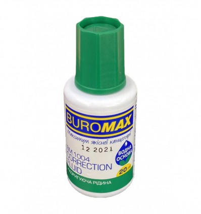Корректор Buromax с кисточкой на водной основе, 20 мл ( BM.1004 )