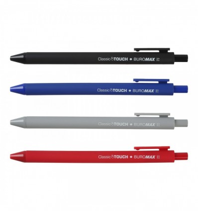 Ручка масляная BUROMAX Rubber Touch, 0,5 мм, синяя