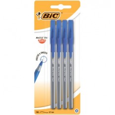 Ручка масляна BIC "Round Stic Exact", синя, 4шт в блістері