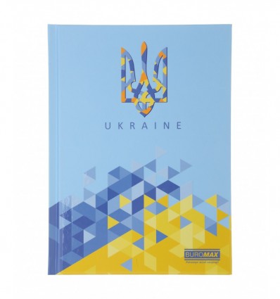 Блокнот BUROMAX UKRAINE, А5, 96 листов, клетка, твердая обложка, голубой