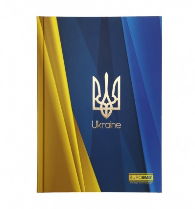 Блокнот BUROMAX UKRAINE, А5, 96 аркушів, клітинка, тверда обкладинка, синій