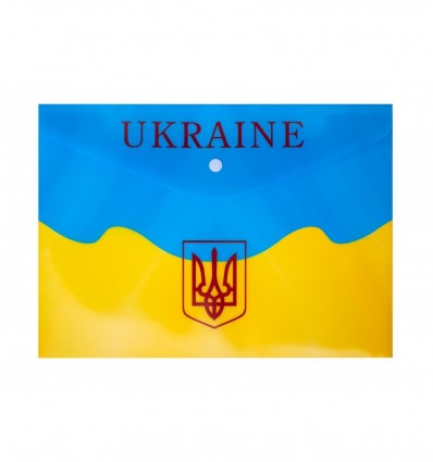 Папка-конверт на кнопці, А4, UKRAINE, BUROMAX ARABESKI, жовта