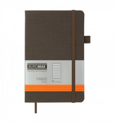 Книга записна BUROMAX TWEED 125х195, 96 аркушів, лінія, обкладинка штучна шкіра, сіра ( BM.291263-09