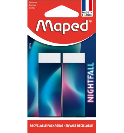 Набір гумок MAPED NIGHTFALL в блістерній картці по 2шт