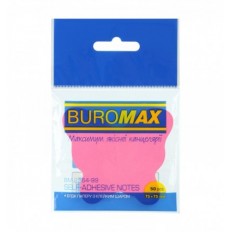 Блок для заметок BUROMAX NEON BUTTERFLY BM.2364-99, с клейким слоем, 75х75мм, 50 листов, ассорти