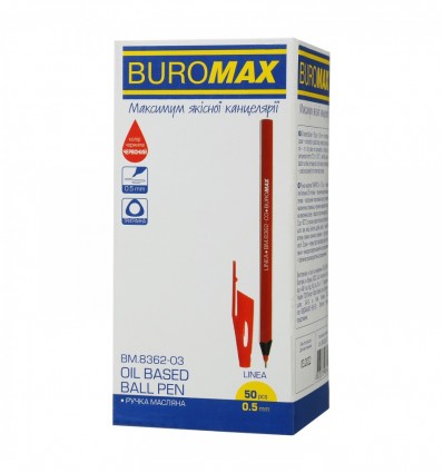 Ручка масляна BUROMAX LINEA BM.8362-03, червона