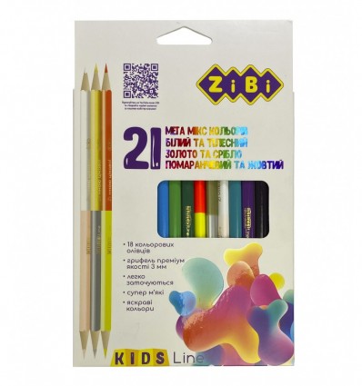 Олівці кольорові KIDS Line, тригранний, 18 олівців, 21 колір