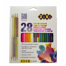 Карандаши цветные KIDS Line, трехгранный, 24 карандаша, 28 цвета