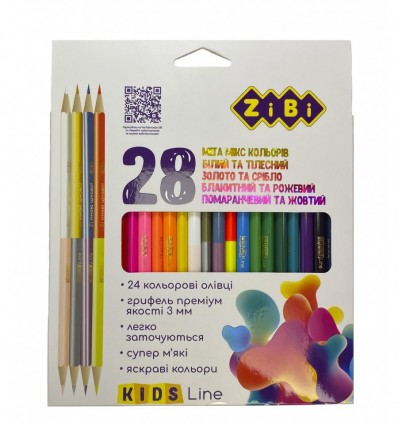 Олівці кольорові KIDS Line, тригранний, 24 олівців, 28 кольори