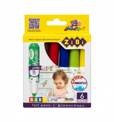 Фломастери BABY Line SUPER JUMBO, SUPERWASHABLE ZB.2816, 6 кольорів