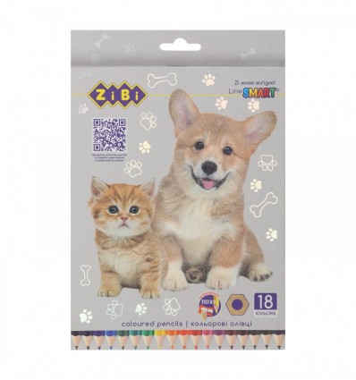 Олівці кольорові SMART Line ZB.2428 "DOGS&CATS", шестигранний, 18 кольорів