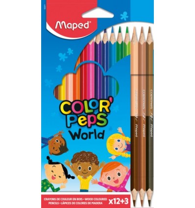Карандаши цветные COLOR PEPS Classic + 3 карандаша Duo, 12 цветов