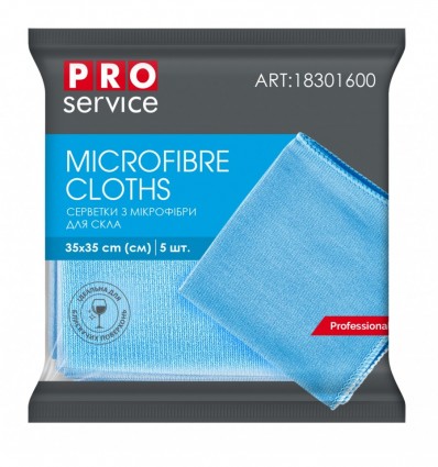 Салфетки из микрофибры для стекла PRO SERVICE, 5 шт ( pr.18301600 )