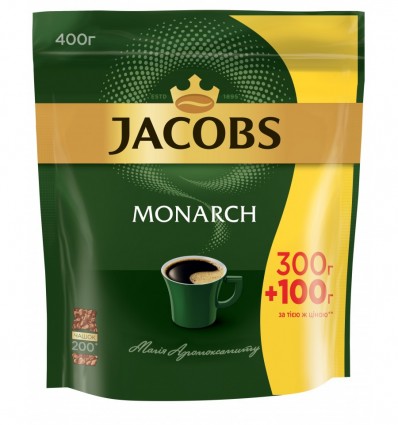 Кофе растворимый Jacobs Monarch, 400г , пакет