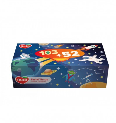 Серветки косметичні RUTA "Kids" 20х21 см, 2-х шарові, білі, 155 шт ( rt.48422 )