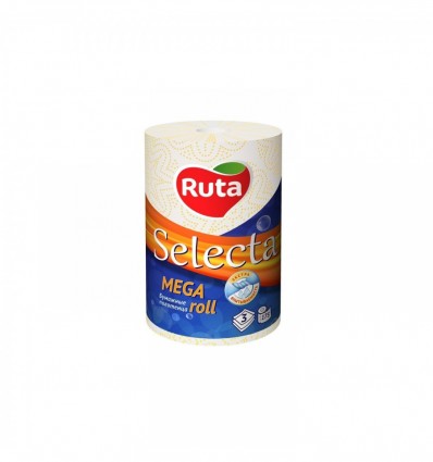Полотенца целлюлозные RUTA "Selecta Mega roll", 1 рулон, на гильзе, 3-х слойные, белые