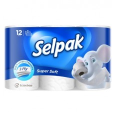 Папір туалетний SELPAK целюлозний 12 рулона на гільзі, 3-х шаровий, білий ( sp.04508 )