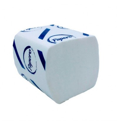 Папір туалетний листовий, целюлозний, PAPERO, V-подібний, 2-х шаровий, 200 листів, білий