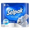 Туалетная бумага целлюлозная, "Selpak", 8 рулона, 3-х слойная, белый