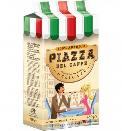 Кава мелена Piazza del Caffe "Delicate" , середнього обсмаження, 250 г