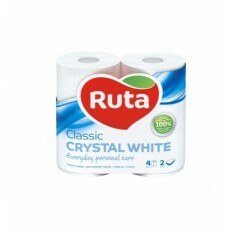 Папір туалетний RUTA "Classic" 4 рулони, на гільзі, 2-х шаровий, білий