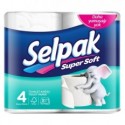 Туалетная бумага целлюлозная, "Selpak" , 4 рулона, 3-х слойная, белый