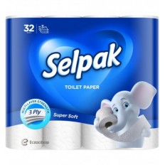 Туалетний папір SELPAK целюлозний 32 рулони на гільзі, 3-х шаровий, білий ( sp.84463 )