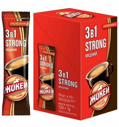 Кофе растворимый ЖОКЕЙ "Strong" 3в1, 12г х10 стиков