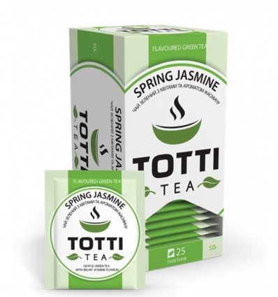 Чай зелений TOTTI Tea «Весняний жасмин», пакетований, 2г х 25