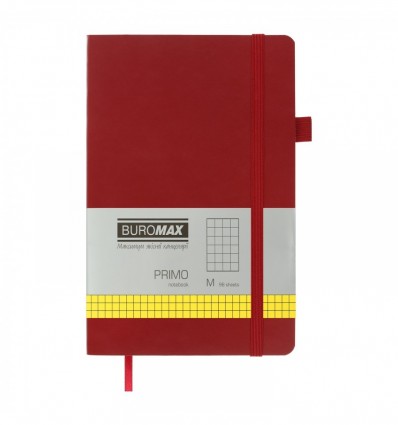 Книга записная PRIMO 96л., клетка, обл. искуственная кожа, бордовая ( BM.291161-13 )