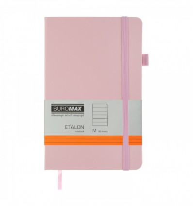Книга записная ETALON 96 л., линия, обложка искусственная кожа, розовая