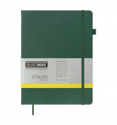 Книга записна ETALON 96арк., клітинка, обкладинка штучна шкіра, зелена