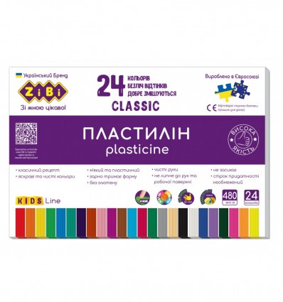 Пластилін KIDS Line CLASSIC ZB.6236, 24 кольорів, 480г