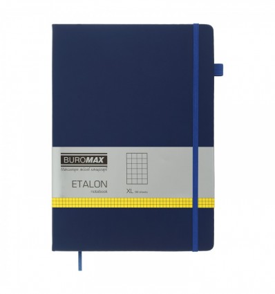 Книга записна ETALON 96арк., клітинка, обкладинка штучна шкіра, синя
