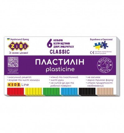 Пластилін KIDS Line CLASSIC ZB.6230, 6 кольорів, 120г