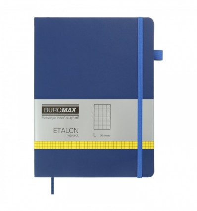 Книга записна ETALON 96 арк., клітинка, обкладинка штучна шкіра, синя