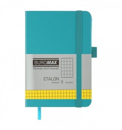 Книга записна ETALON 96арк., клітинка, обкладинка штучна шкіра, бірюзова ( BM.296160-06 )