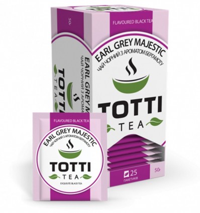 Чай чорний TOTTI Tea «Ерл Грей Маджестік», пакетований, 2г х 25