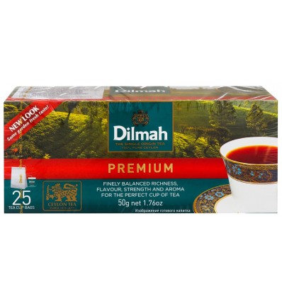 Чай черный цейлонский Dilmah Премиум с ярлыком 25х2г