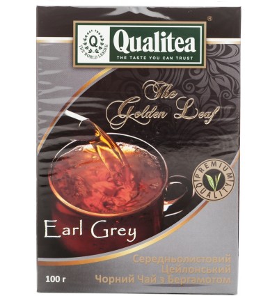 Чай Qualitea Earl Grey черный среднелистовой с бергамотом 100г