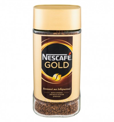 Кава Nescafe Gold 100% натуральна розчинна сублімована 200г